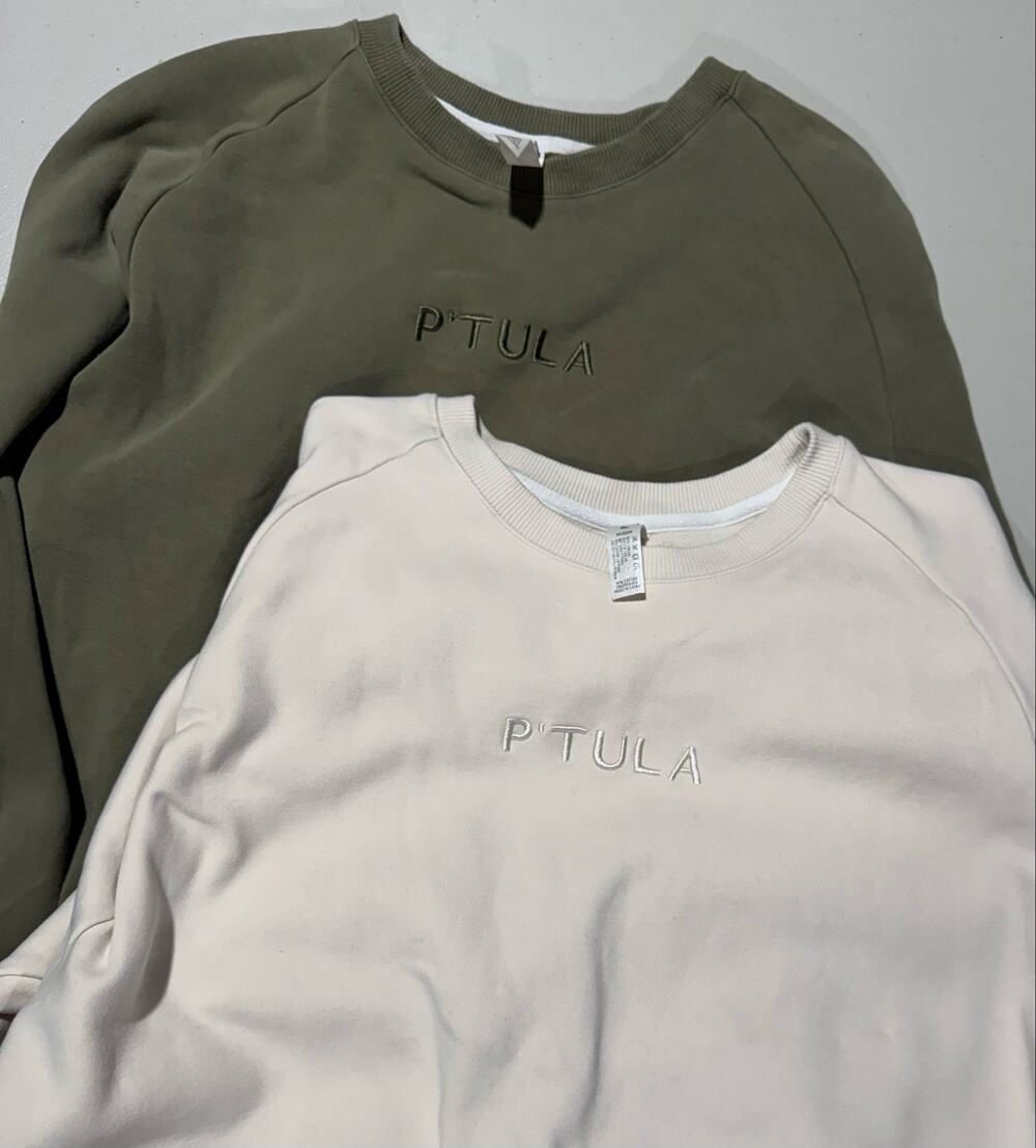 P'Tula Active Pullover Crewneck Sweatshirt Bundle Olive & Cream Size M Fall Cozy